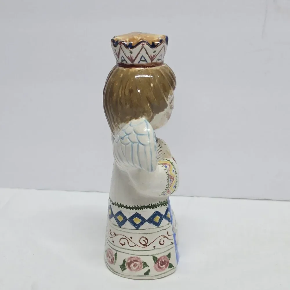 Vintage Signed Art Pottery Praying Angel Figurine Hand painted